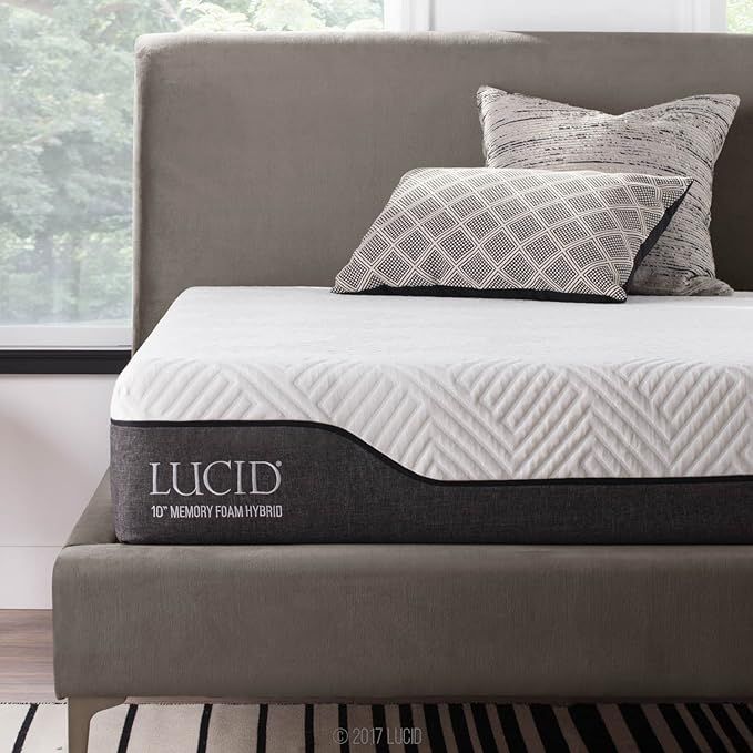 LUCID 10 Inch Twin Hybrid Mattress - Bamboo Charcoal and Aloe Vera Infused Memory Foam - Moisture... | Amazon (US)