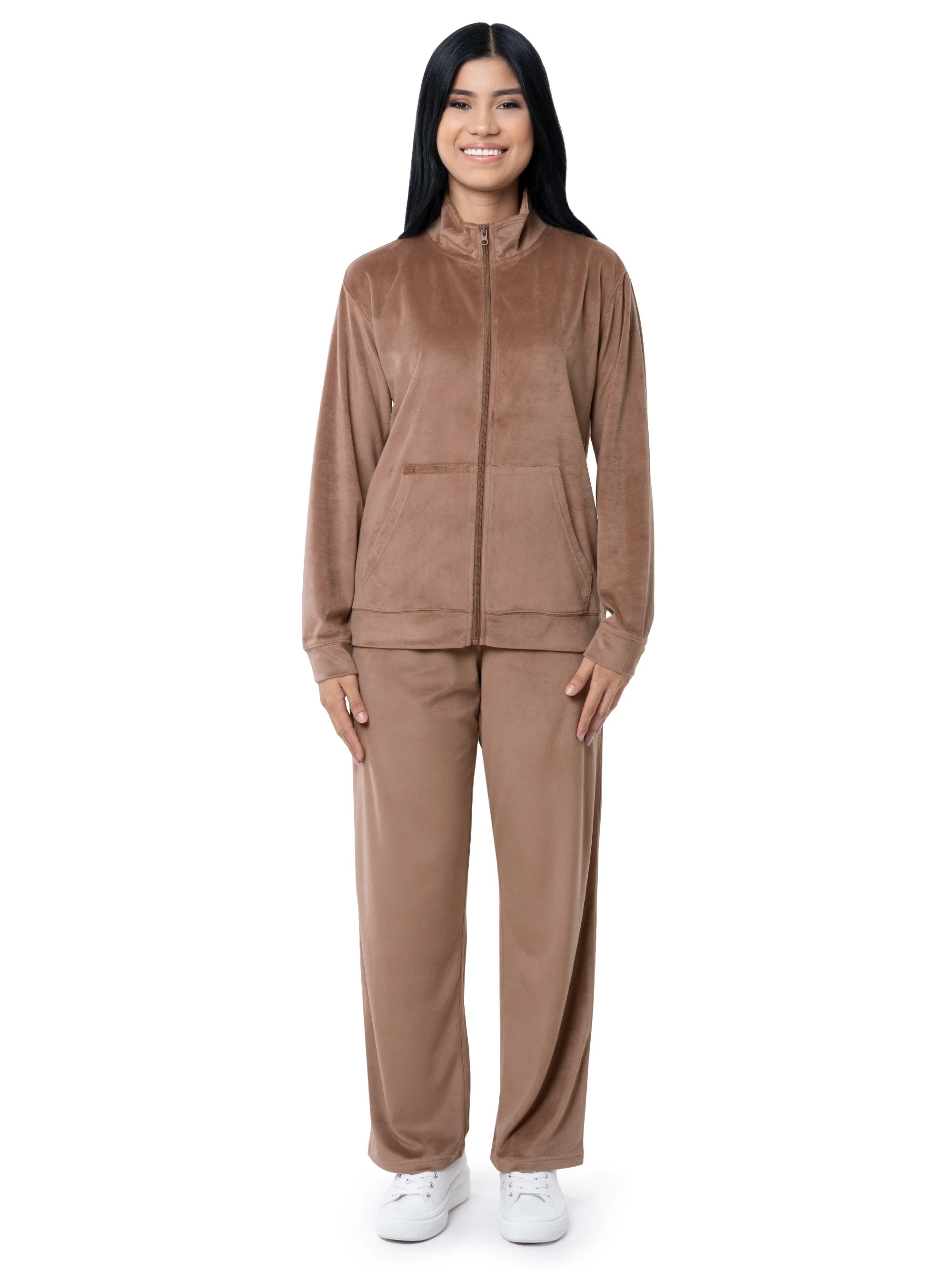 Athletic Works Women's Soft Velour Jacket and Pant Tracksuit, Size S-XXL | Walmart (US)