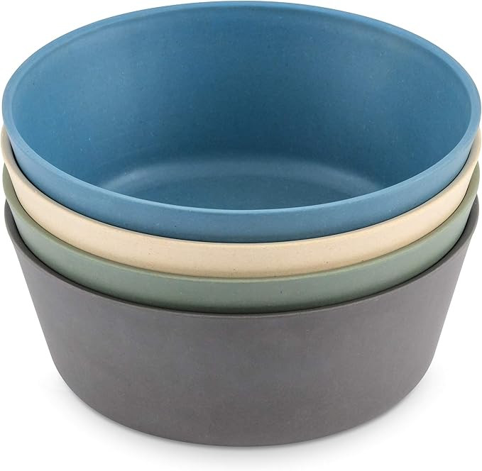 WeeSprout Bamboo Kids Bowls, Set of Four 10 oz Kid-Sized Bamboo Bowls, Dishwasher Safe Kid Bowls ... | Amazon (US)