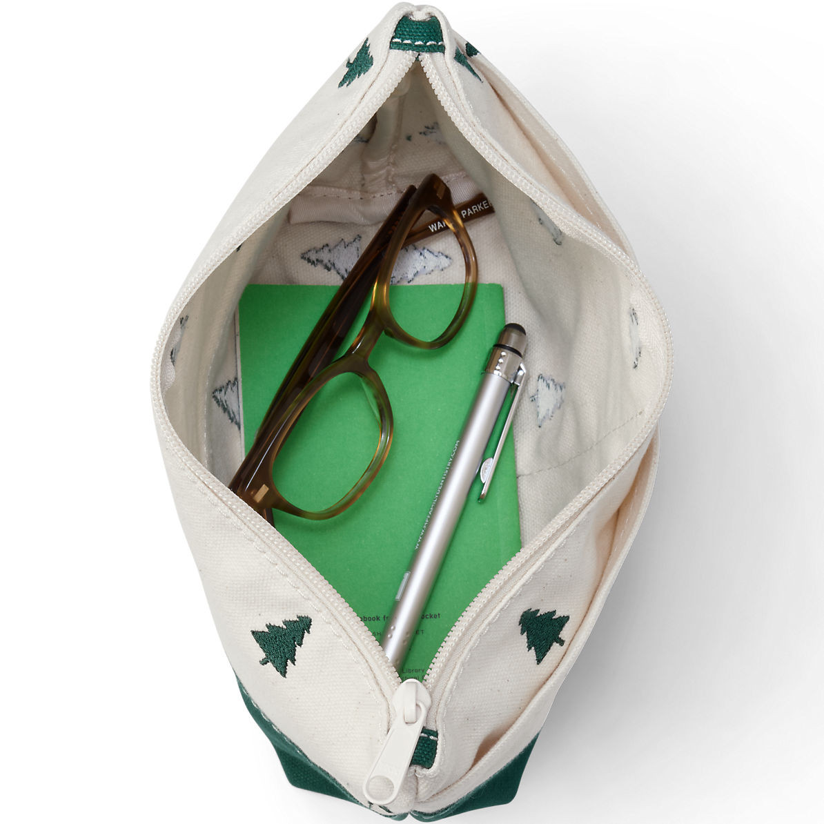 Embroidered Zipper Canvas Pouch | Lands' End (US)