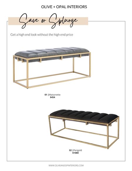 Would you save or splurge on this leather bench?!
.
.
.
Maisonette
Perigold
Leather Bench
Suede Bench
Gold Accents


#LTKhome #LTKstyletip #LTKbeauty