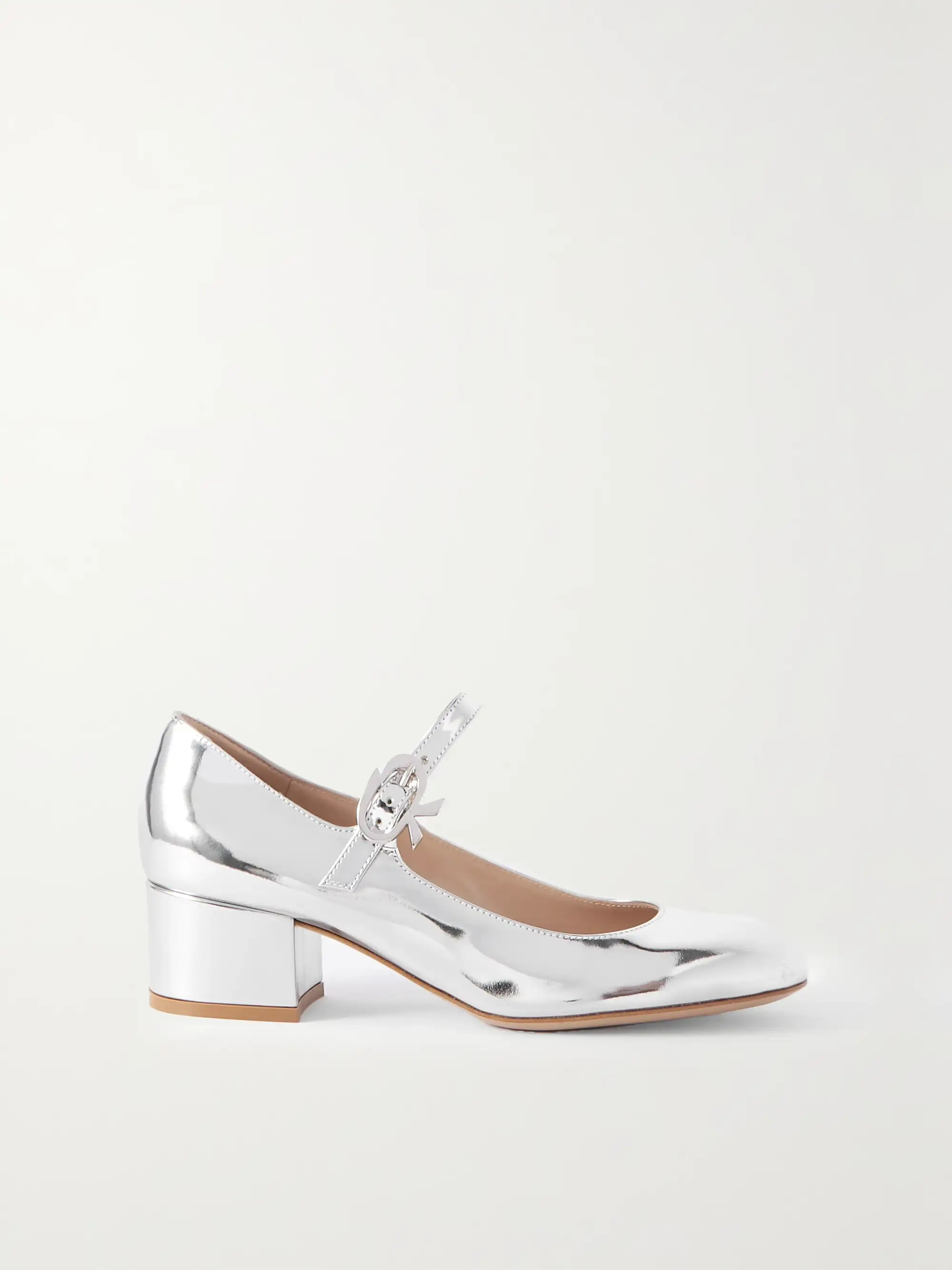 45 metallic patent-leather Mary Jane pumps | NET-A-PORTER (US)