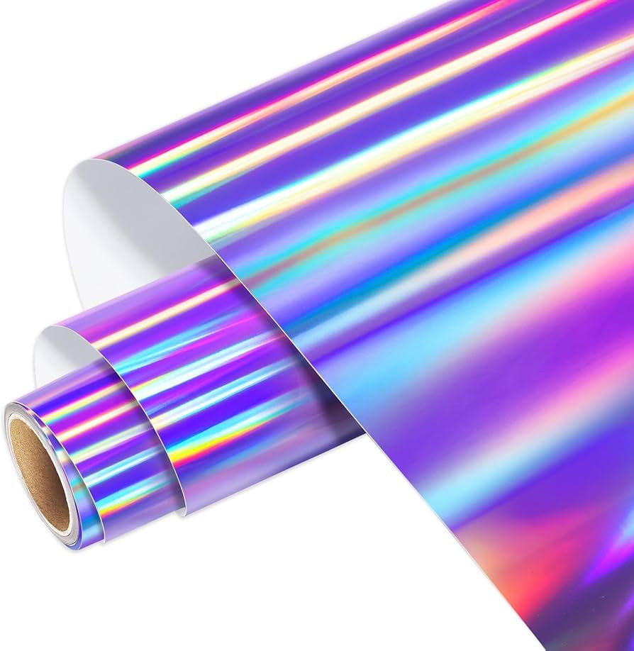 WRAPXPERT Holographic Vinyl Roll Light Purple, Holographic Permanent Vinyl Glossy Rainbow Craft V... | Amazon (US)