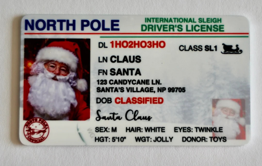 Santa Claus & Mrs Claus Drivers License - Etsy | Etsy (US)