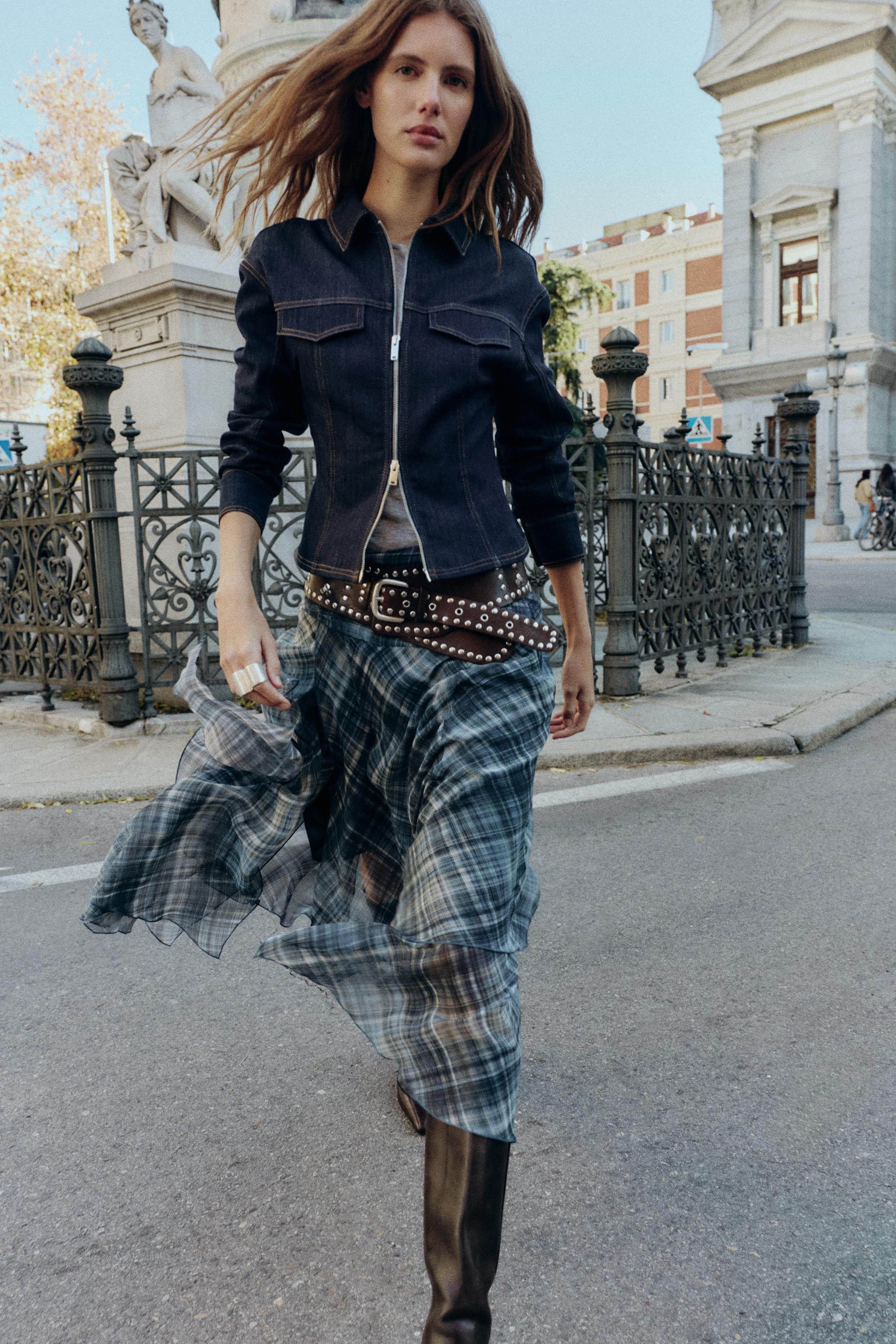 PLAID ASYMMETRIC MIDI SKIRT | Zara US