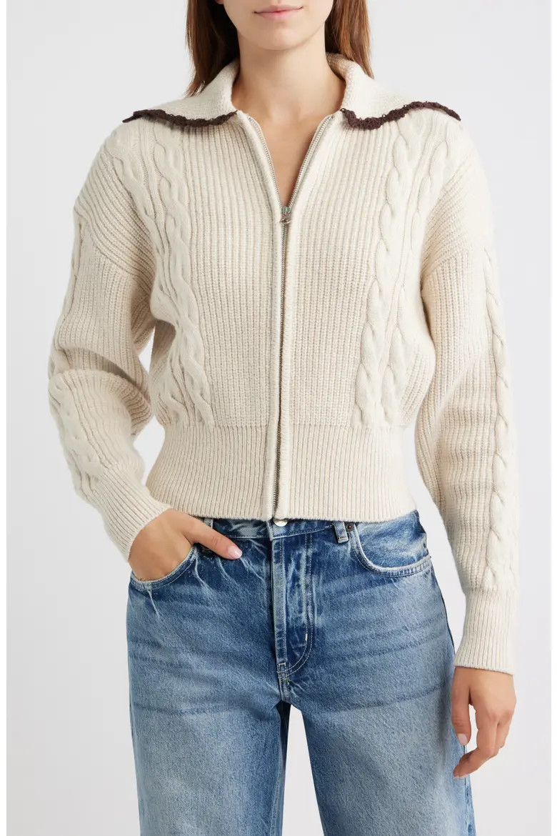 Lune Cable Knit & Rib Cotton Blend Cardigan (Women) | Nordstrom | Nordstrom