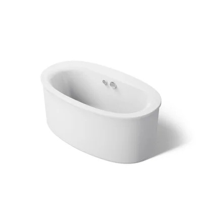 Sunstruck 60 In. x 34 In. Oval Freestanding Bath with Bask Heated Surface and Straight Shroud | Wayfair North America