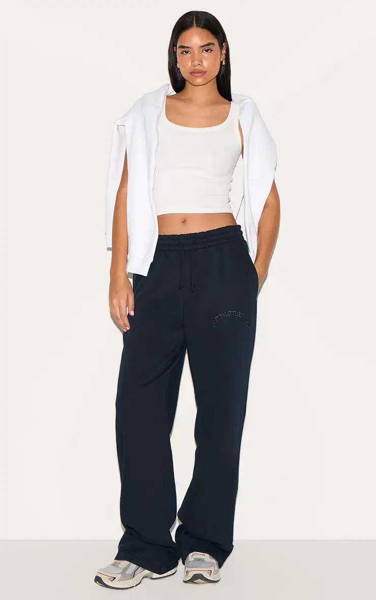Tall Navy Drawstring Wide Leg Joggers | PrettyLittleThing US