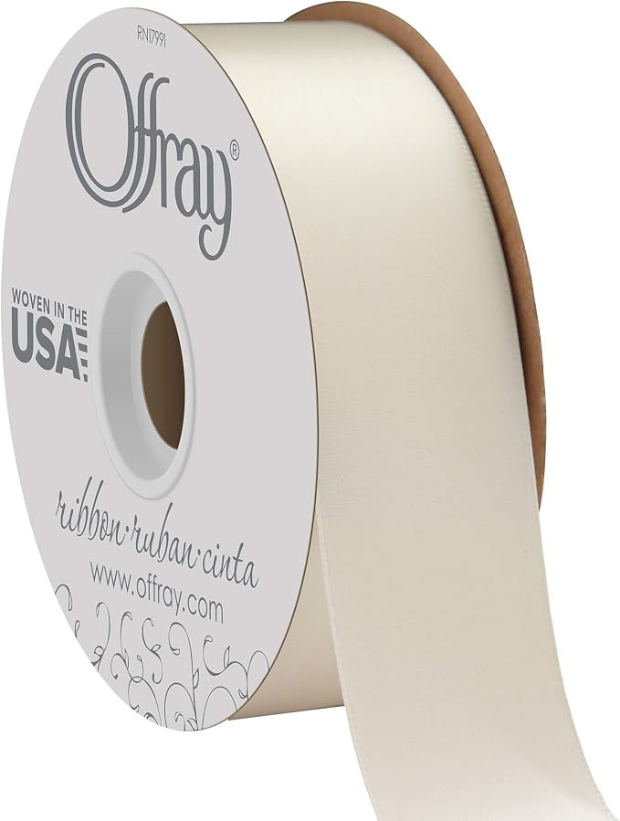Berwick Offray 1.5" Wide Double Face Satin Ribbon, Antique White Ivory, 50 Yds | Amazon (US)