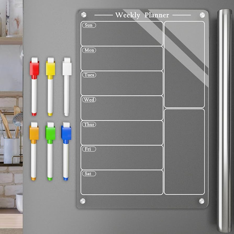 9"X13" Acrylic Weekly Planner for Fridge,Clear Meal Planner for Refrigerator,Magnet Weekly Calend... | Amazon (US)
