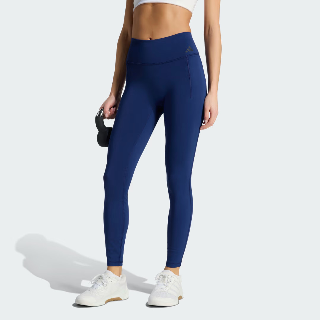 adidas Optime Workout Full Length Leggings Dark Blue L - Womens Workout Tights & Leggings | adidas (US)