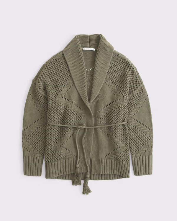 Women's Textural Stitch Belted Cardigan | Women's Tops | Abercrombie.com | Abercrombie & Fitch (US)