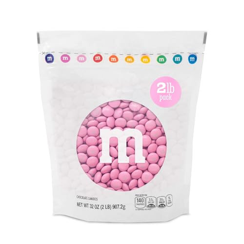 M&M’S WORLD Pink Milk Chocolate Candy 2lb Resealable Pack for Party Favors Decor Baby Shower Gender Reveal Valentines Day and Dessert Tables | Amazon (US)