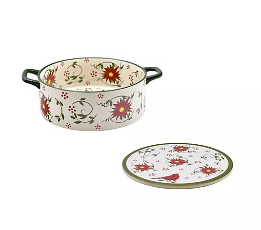Temp-tations Seasonal 2.75-qt Shallow Dish with Trivet - QVC.com | QVC
