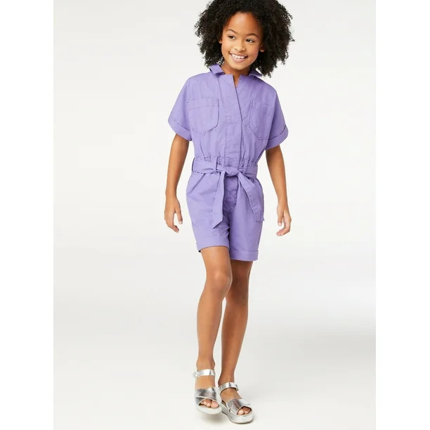 Free Assembly Girls' Belted Safari Jumpsuit, Sizes 4-18 | Walmart (US)