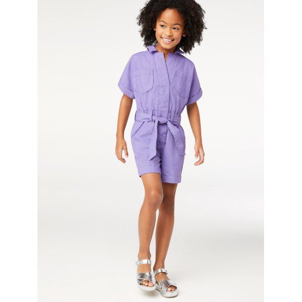 Free Assembly Girls' Belted Safari Jumpsuit, Sizes 4-18 - Walmart.com | Walmart (US)