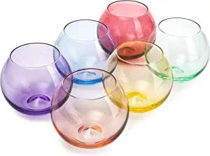 Colored Wine Glass Set, Large 12oz Bubble Glasses Set of 6, Unique Italian Style Tall for White &... | Amazon (US)