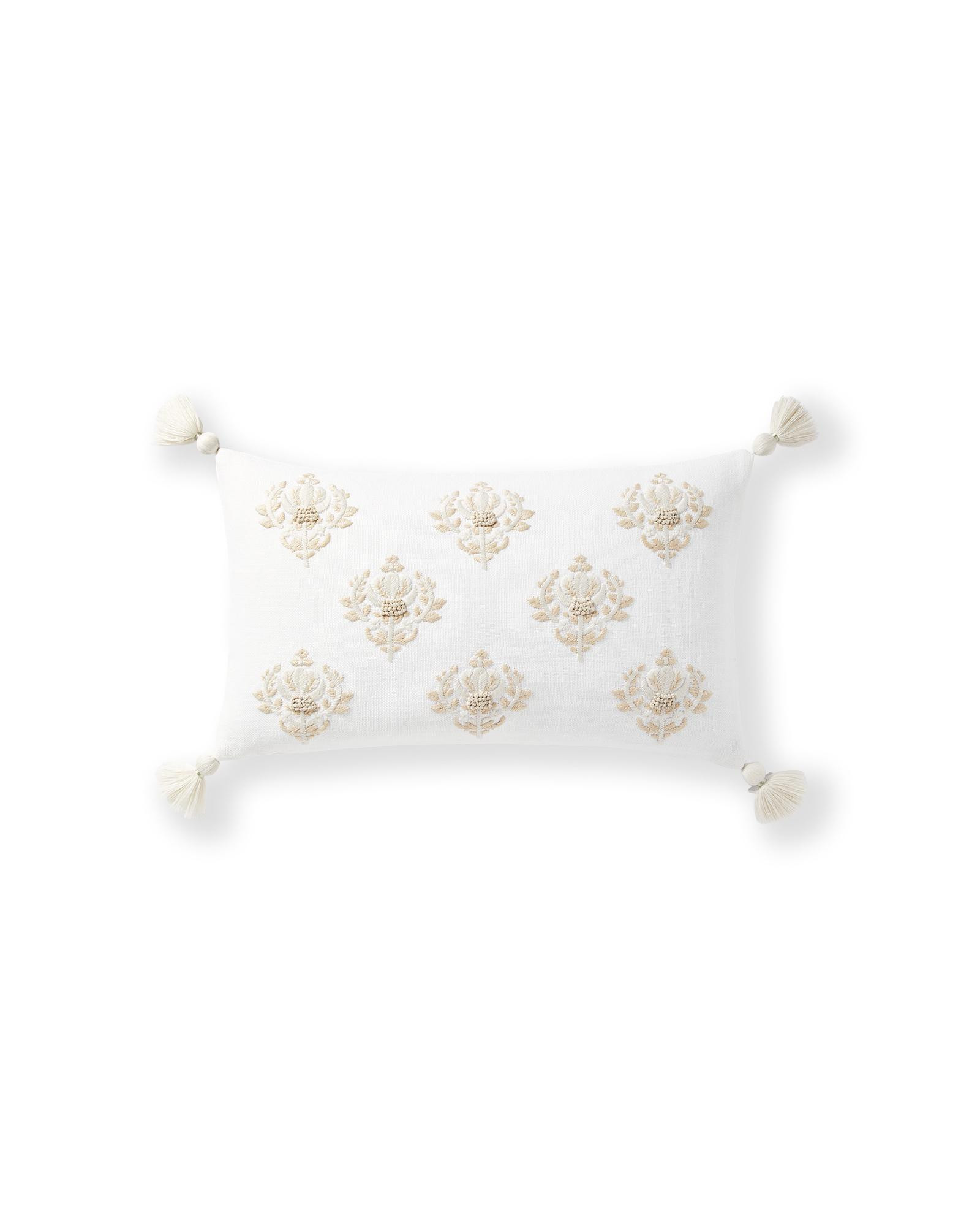 Embroidered Floral Linen Pillow Cover | Serena and Lily
