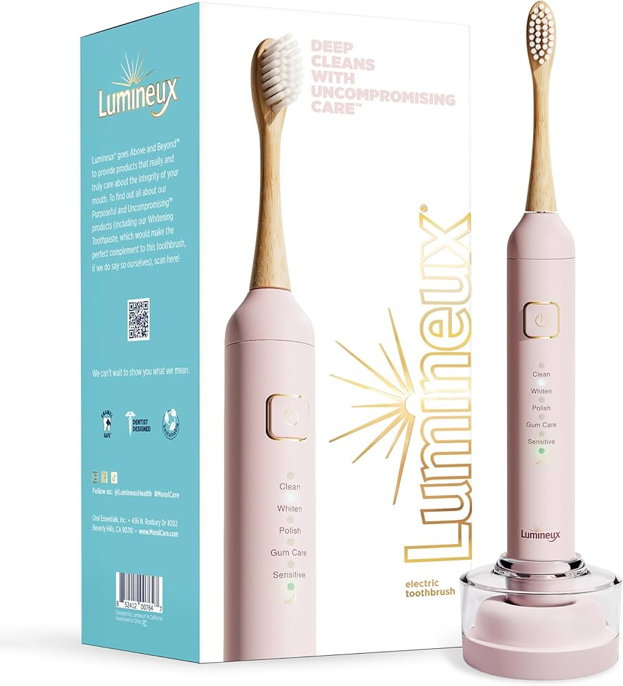 Lumineux Sonic Electric Toothbrush for Adults - Bamboo Heads - in Bloom (Pink) - Includes 2 Super... | Amazon (US)