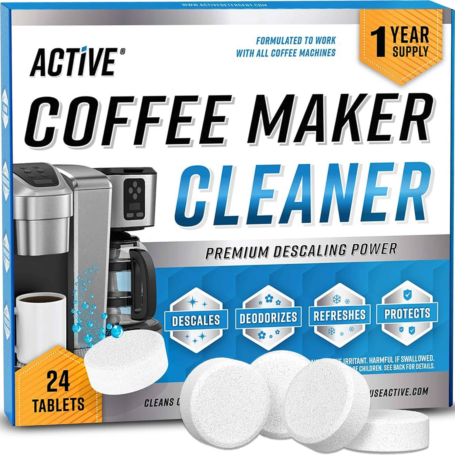 Coffee Machine Cleaner Descaler Tablets - 24 Count, Compatible With Nespresso, Keurig, Ninja, Delonghi, Miele, Coffee Maker Pot Descaling & Cleaning Tabs, Descale Drip Coffe And Espresso Machines | Amazon (US)