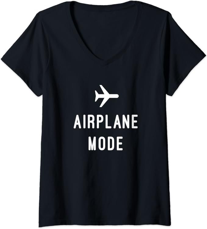 Womens Airplane Mode V-Neck T-Shirt | Amazon (US)