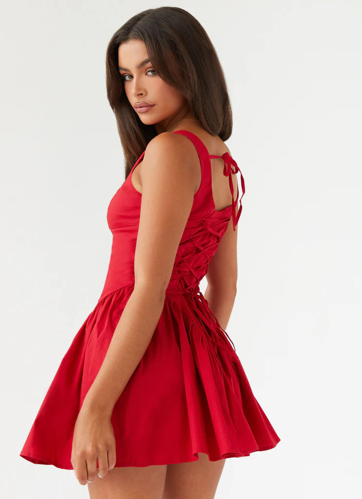 Sassy Soiree Corset Mini Dress - Red | Peppermayo (Global)