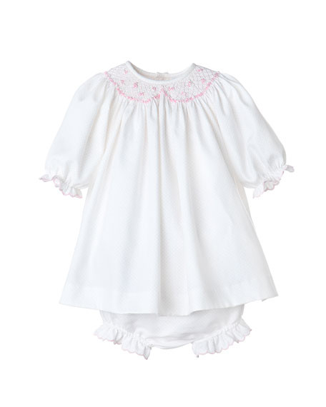 Luli & Me Girl's Smocked Bishop Dress w/ Matching Bloomers, Size Newborn-9M | Bergdorf Goodman