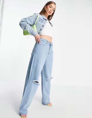 Fae distressed denim jacket and jeans co-ord in light stone wash | ASOS | ASOS (Global)