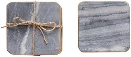 Creative Co-Op Set of 4 Grey Marble Coasters with Gold Edges | Amazon (US)