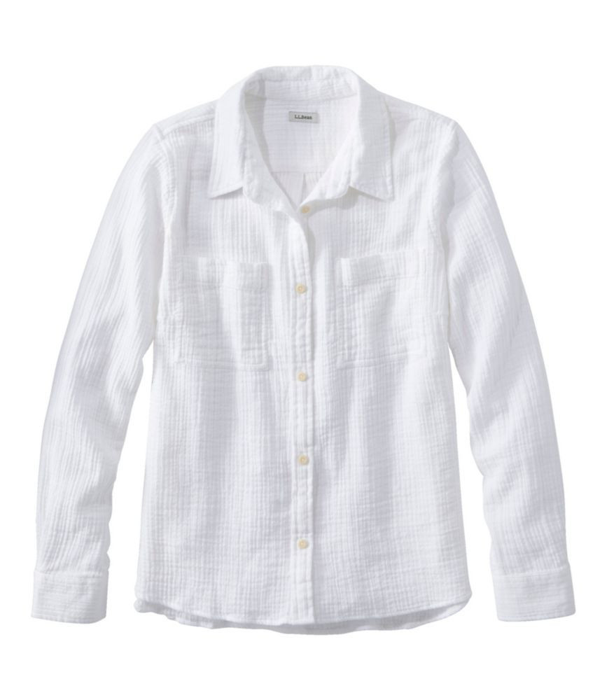 Women's Cloud Gauze Shirt, Long-Sleeve White 1X, Cotton L. L.Bean | L.L. Bean