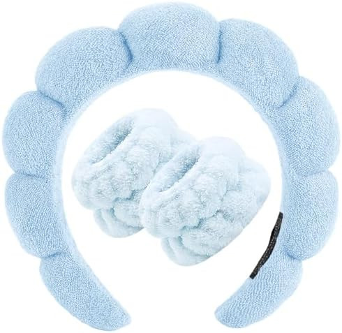 Zkptops Spa Headband for Washing Face Wristband Set Sponge Makeup Skin Care Terry Cloth Bubble So... | Amazon (US)