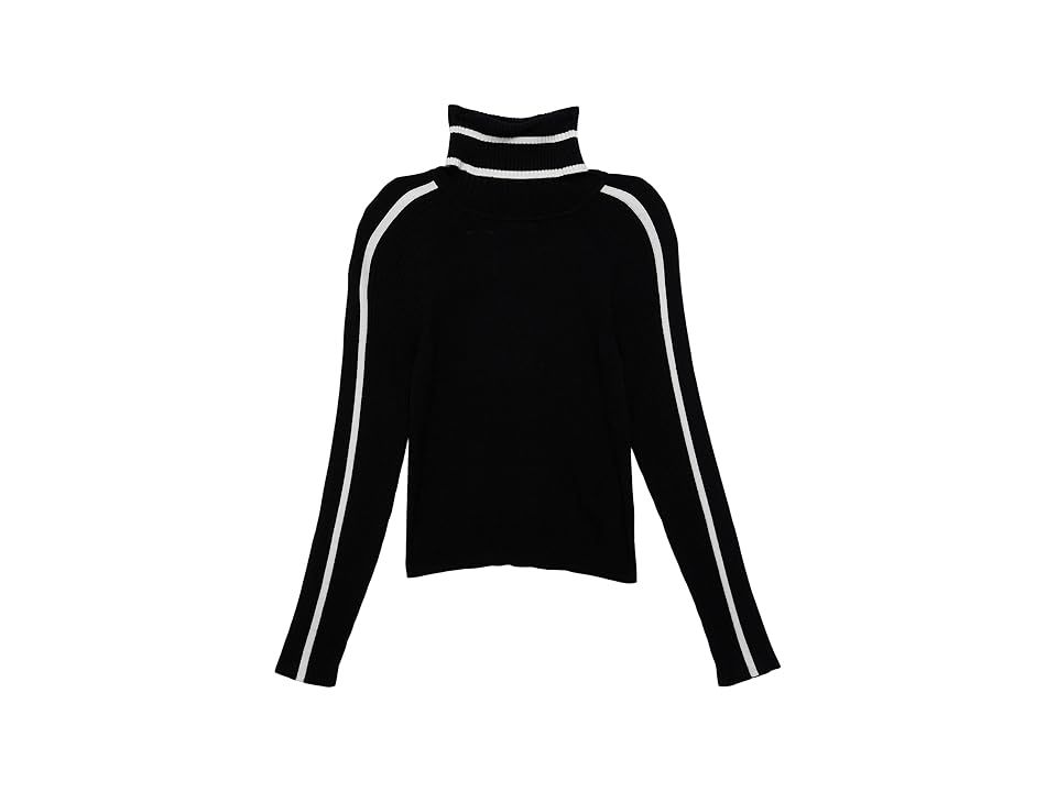 MILLY MINIS Racer Stripe Turtleneck (Bid Kids) (Black/Ecru) Girl's Clothing | Zappos