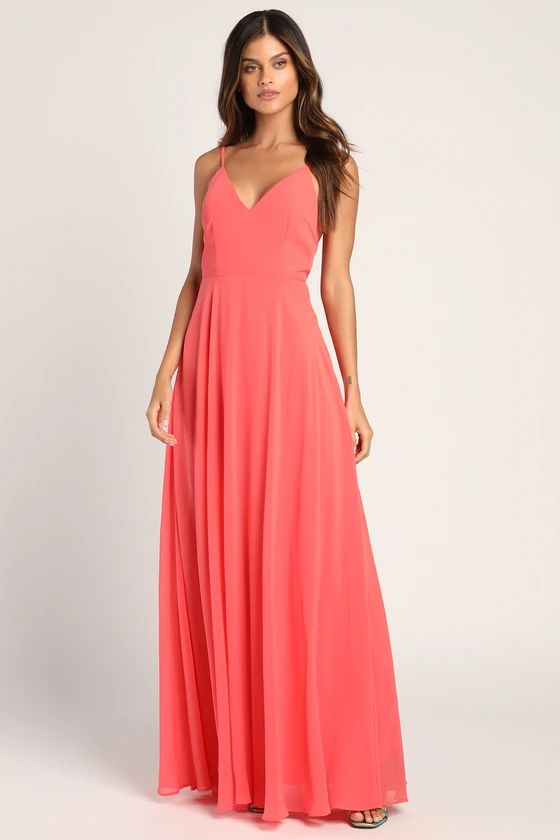 Straight to My Heart Coral Tie-Back Sleeveless Maxi Dress | Lulus (US)