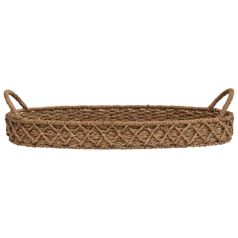 Creative Co-Op Decorative Oval Woven Seagrass Tray with Handles | Walmart (US)
