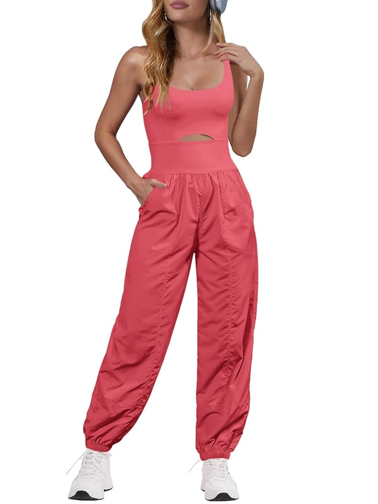 Panadila Womens Workout Onesie Athletic Romper One Piece Jumpsuits Backless Tops Hiking Pants wit... | Amazon (US)