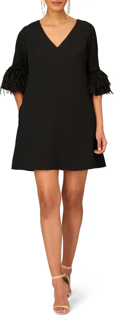 Feather Bell Sleeve Shift Cocktail Dress | Nordstrom