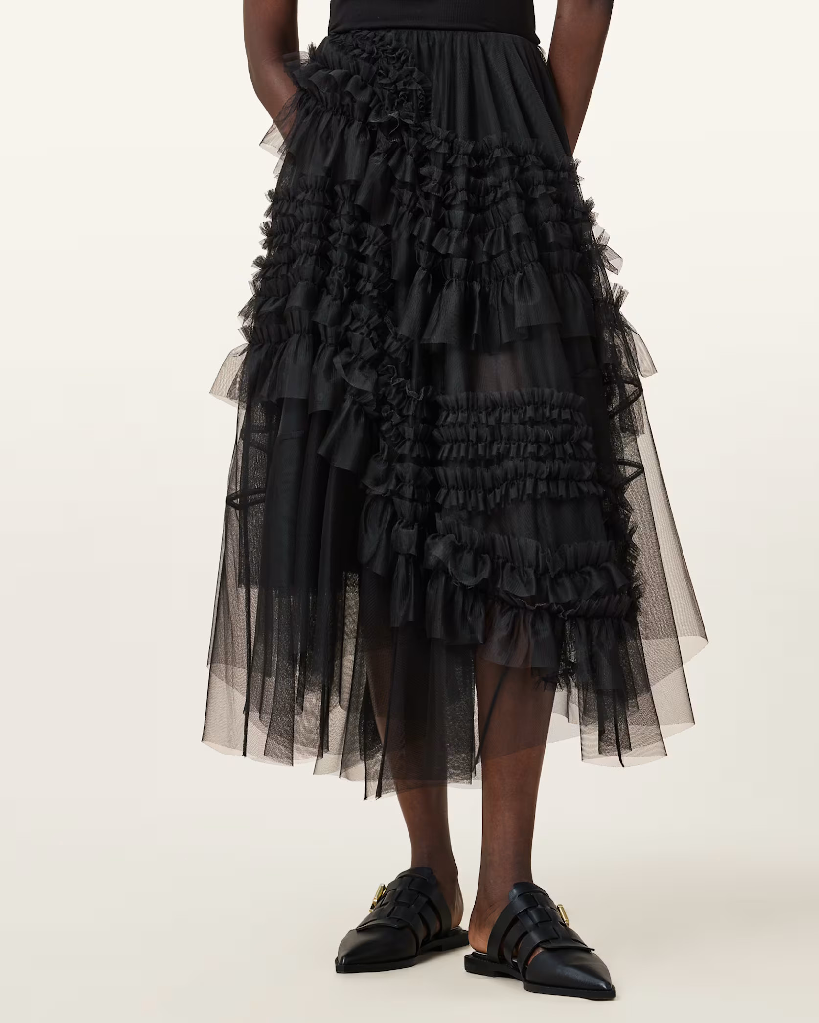 Jen Tulle Asymmetric Maxi Skirt | AllSaints US