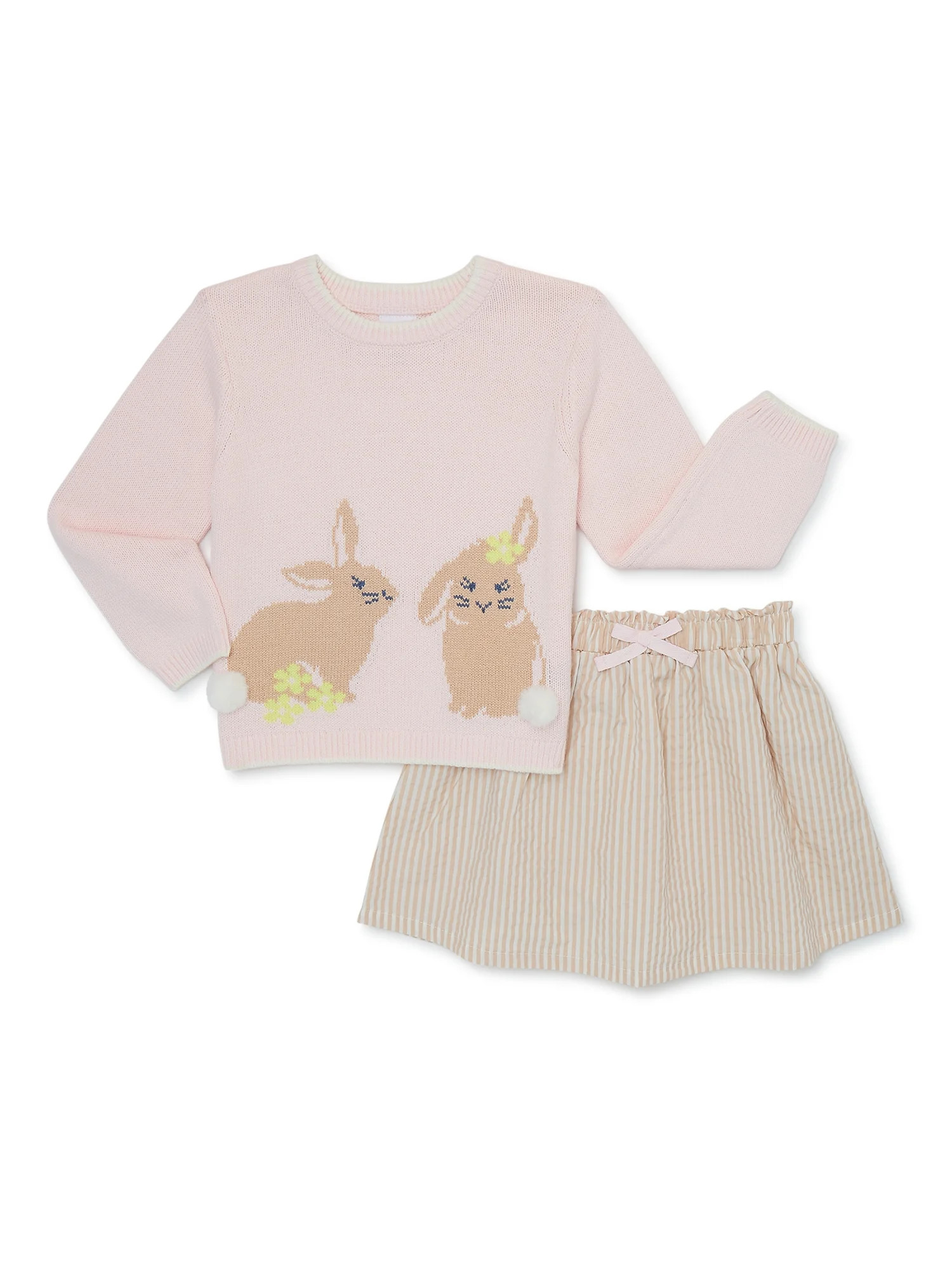 Wonder Nation Toddler Girl Easter Sweater and Skirt Set, 2-Piece, Sizes 2T-5T | Walmart (US)