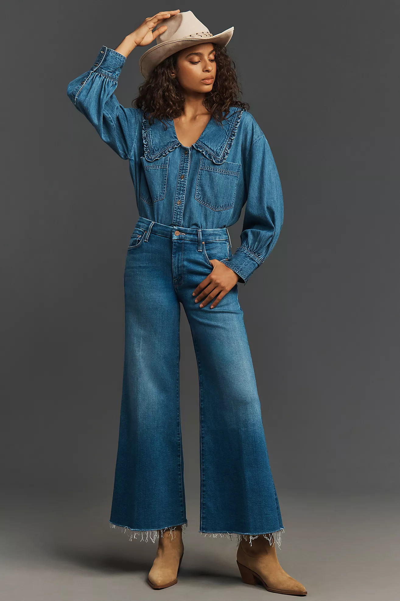 MOTHER The Lil Roller Fray Petite Jeans | Anthropologie (US)