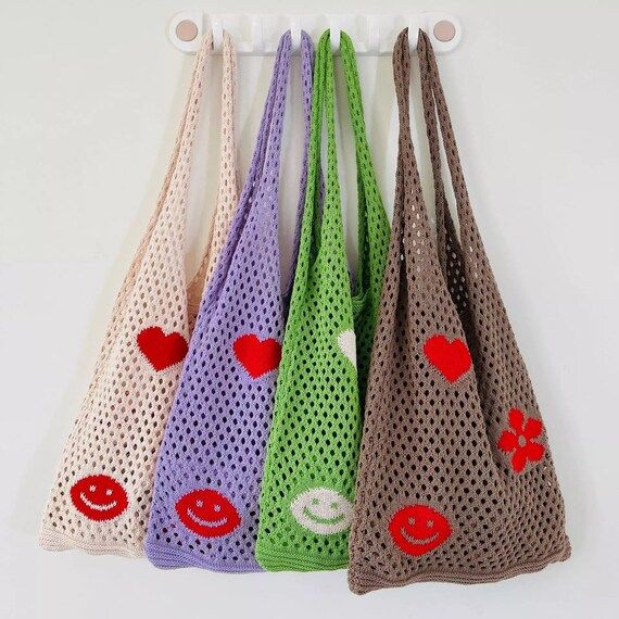 Boho Bag  Market Bag Crochet Retro Super Cute Smaller Tote | Etsy | Etsy (US)