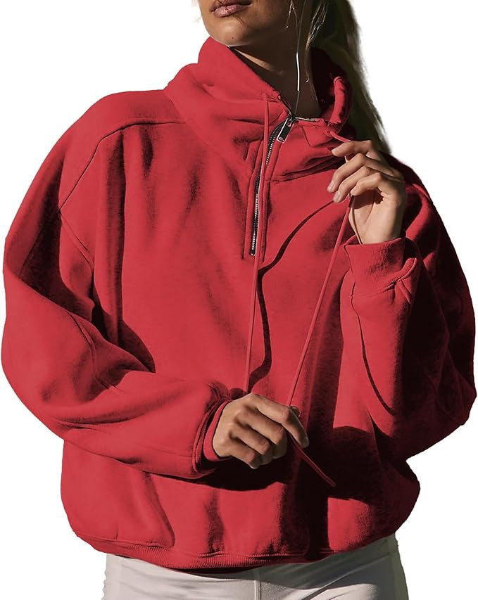 Songling Womens Half Zip Pullover Sweatshirt Oversized Long Sleeve Drawstring Lapel Sweatshirts F... | Amazon (US)