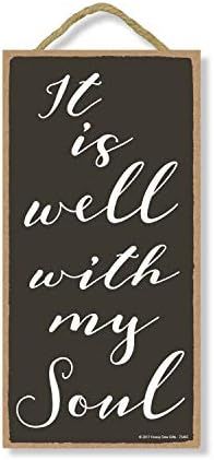 Honey Dew Gifts Wall Hanging Decorative Wood Sign, It is Well with My Soul 5 inch by 10 inch Hang... | Amazon (US)