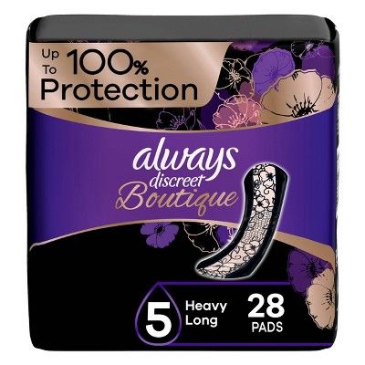 Always Discreet Boutique Incontinence and Postpartum Incontinence Pads - Heavy Absorbency - Long ... | Target