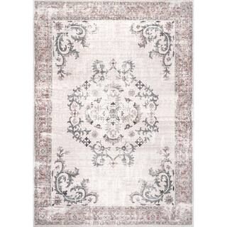 nuLOOM Layna Machine Washable Distressed Vintage Light Gray 4 ft. x 6 ft. Indoor Area Rug-HJAU14A... | The Home Depot