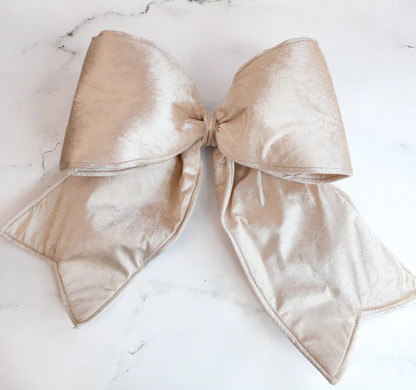 Large Champagne Outdoor Velvet Bow | Interior Delights