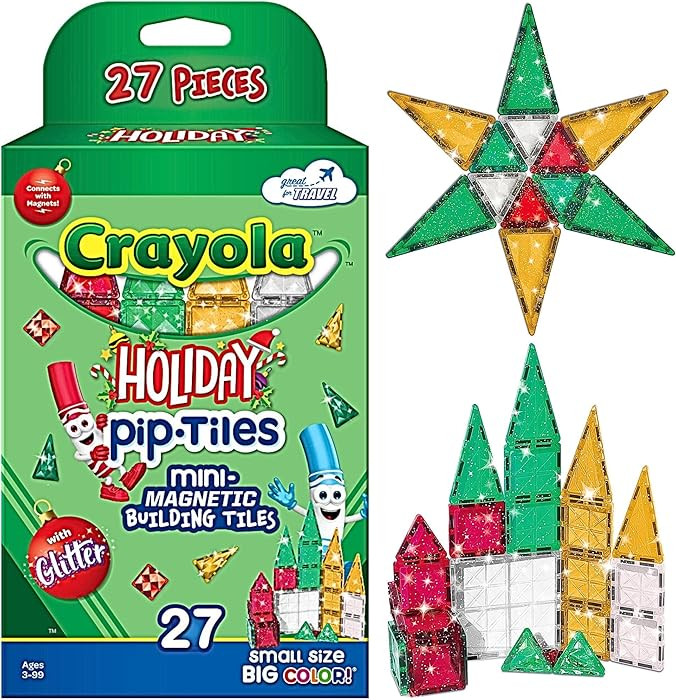 CreateOn Crayola Holiday Glitter Magnetic Tiles, Magnetic Kids' Building Toys, 27-Piece Set | Amazon (US)