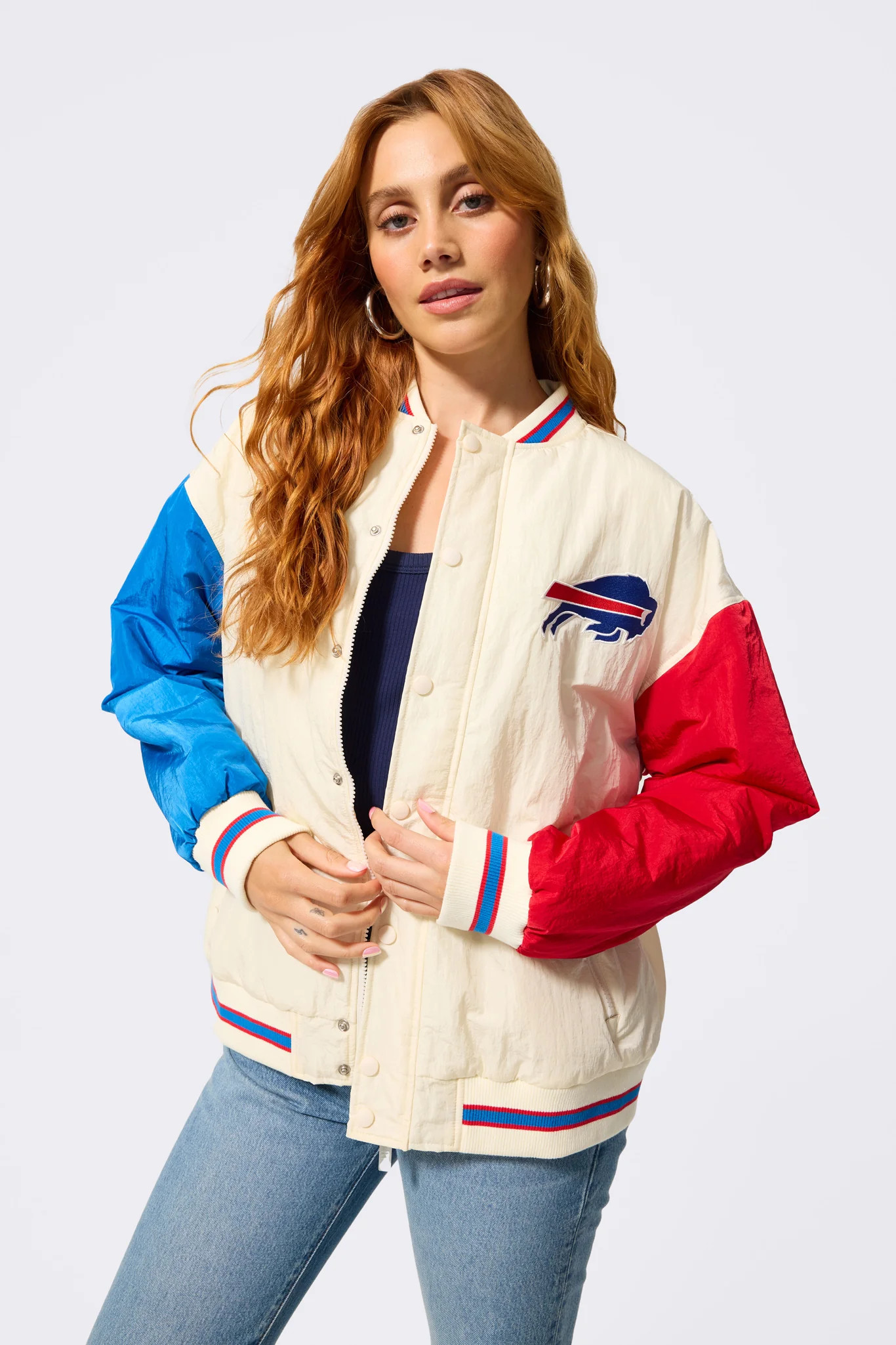 NY Bills Bomber Jacket in Team Colors | Terez