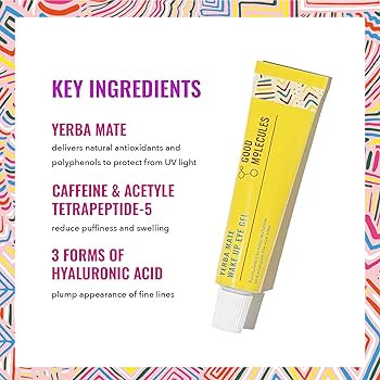 Good Molecules Yerba Mate Wake Up Eye Gel - Yerba Mate, Hyaluronic Acid and Caffeine to Hydrate, ... | Amazon (US)