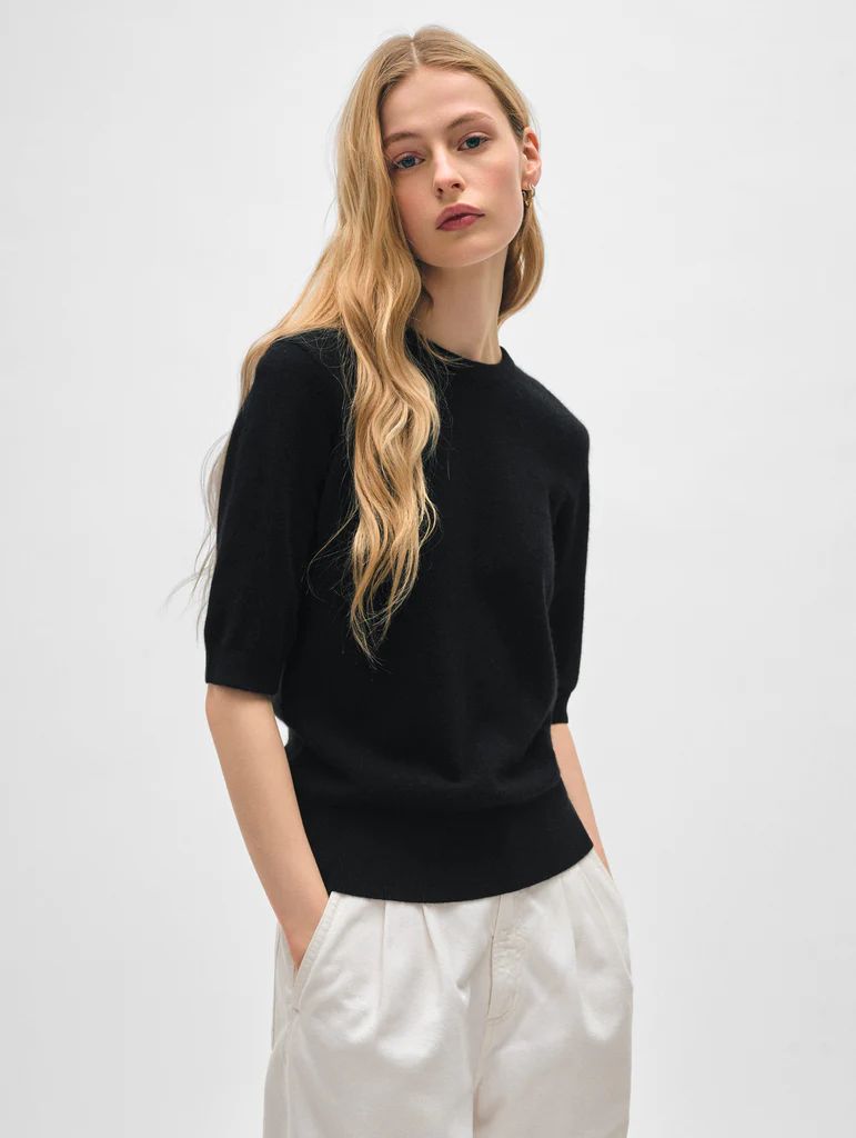 Essential Cashmere Tee | White and Warren