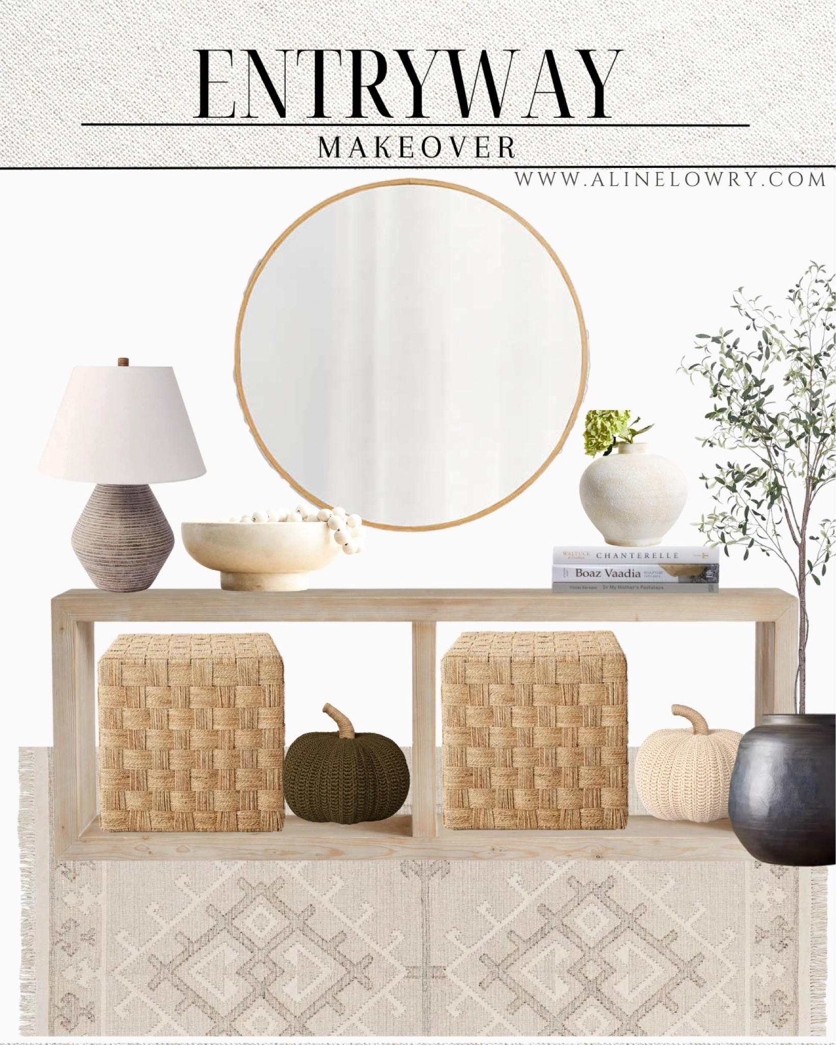 Aline Lowry’s Entryway makeover inspo. Entryway decor. Home decor. 
#homedecor #entryway #falldecor 